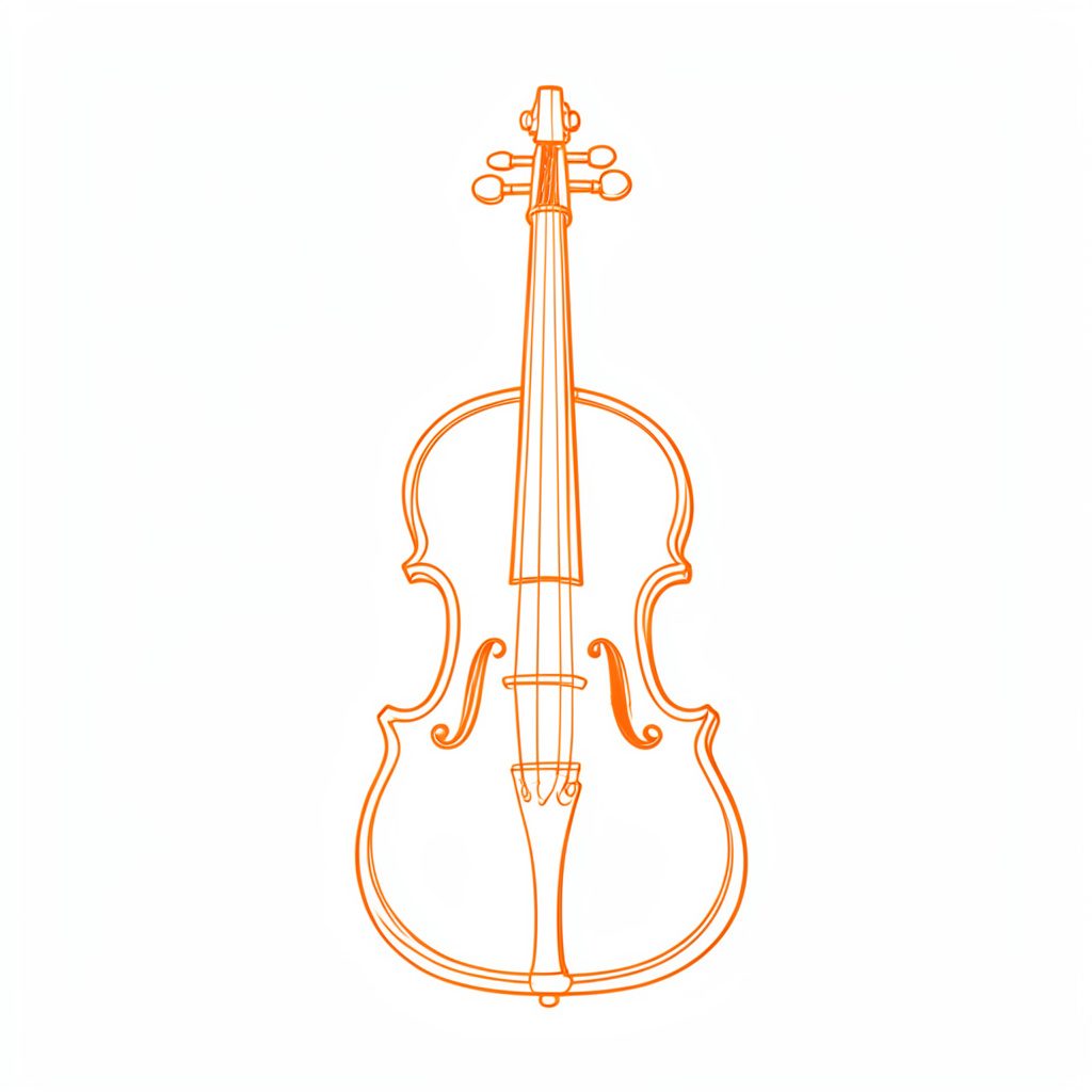 Minimal line drawing of a treble clef on aged cream paper with warm amber tones